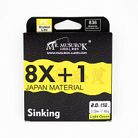 Шнур 8X+1 Sinking (150 м) Диаметр 0.14 мм. Нагрузка: 7.7 кг Dark Green